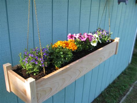 hanging metal flower box|rectangular hanging planter box.